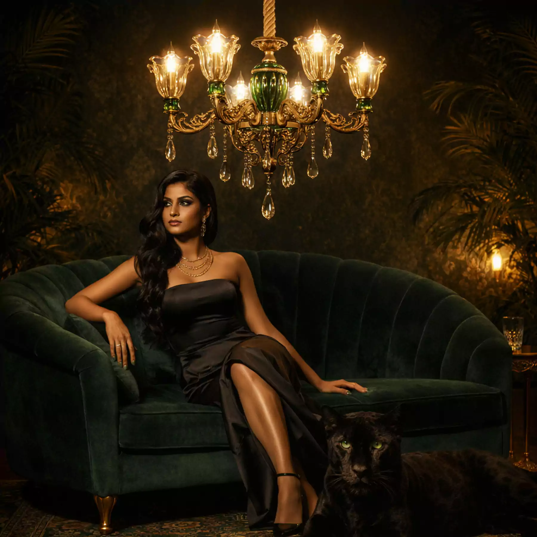 The Emerald Dynasty 6 Chandelier